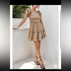 Anthropologie PQ Swim Carrie Square-Neck Tier Dress size Medium/Large